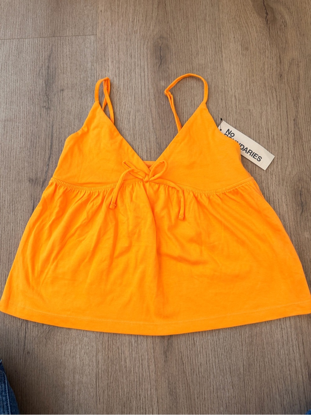 No Boundaries Bright Orange Tie-Front Cami
